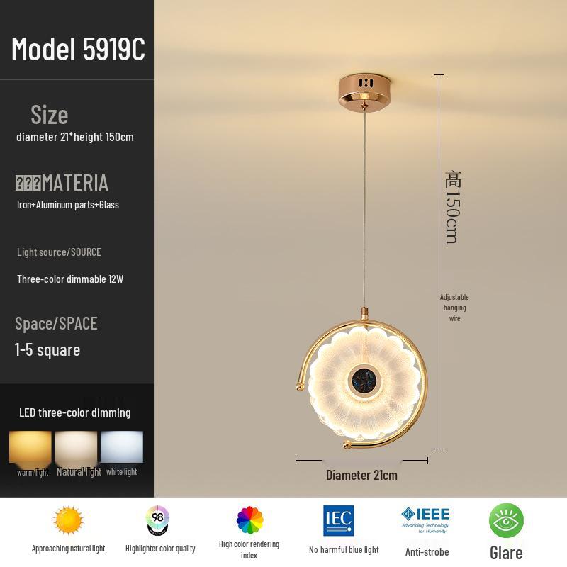 Nordic Crystal Bedside Pendant Lamp - Creative and Simple Lighting for Bedroom, Bar, Study, or Restaurant.