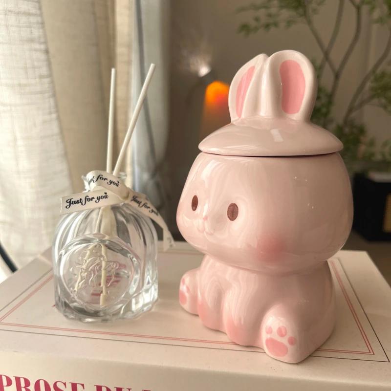 Cute INS Style Ceramic Mug Creative Kawaii Rabbit Coffee Cup Couples Cup Breakfast Milk Tea Mug Valentine's Day Gift