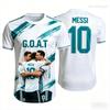 Camisa de Futebol Manga Curta Assinada Conjuntamente Edição Especial Messi Uniforme de Treino de Futebol Camisa Respirável Camisetas Familiares para Crianças