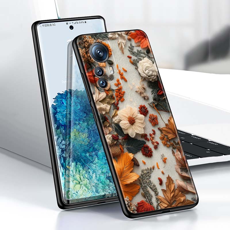 Butterfly flower pattern For Xiaomi Mi 15 14 13 13T 12 12T 12S 11 11i 11T Pro Ultra Lite 5G Black Soft Phone Case