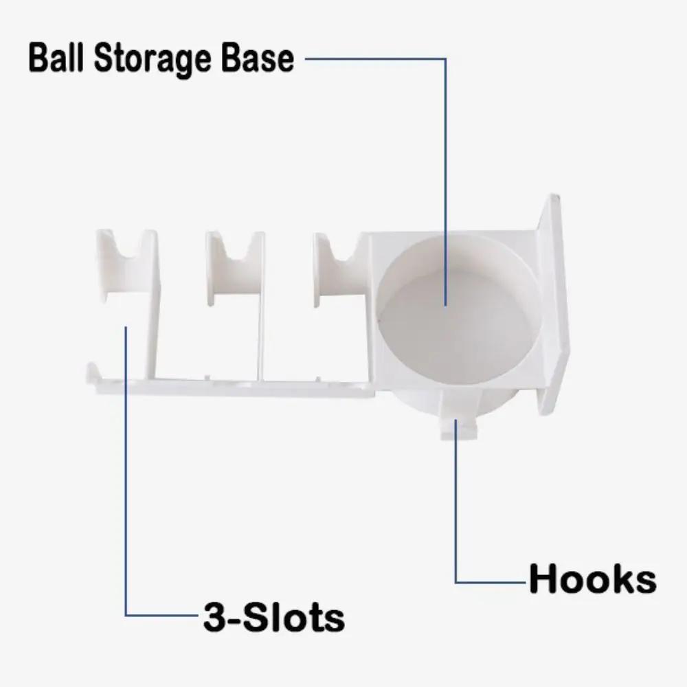 New Wall Mounted Badminton Racket Holder Punch Free 3-Slots Tennis Racket Hanger with Ball Storage Storage Rack Tennis