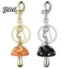 Bag Pendant Keychain Rhinestones Inlaid Mushroom Shape Key Holder Lobster