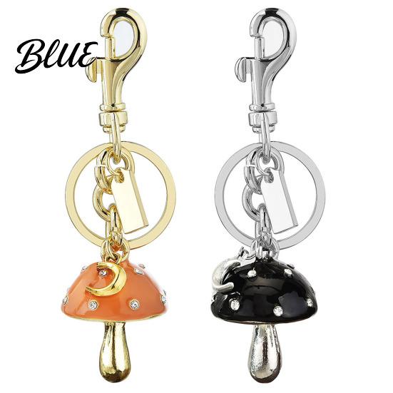Bag Pendant Keychain Rhinestones Inlaid Mushroom Shape Key Holder Lobster