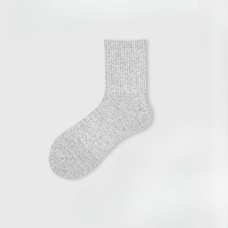 

Мужские весенне-осенние деловые повседневные носки из чистого хлопка, однотонные, антибактериальные, дышащие, дезодорирующие, длинные 1 pair серый