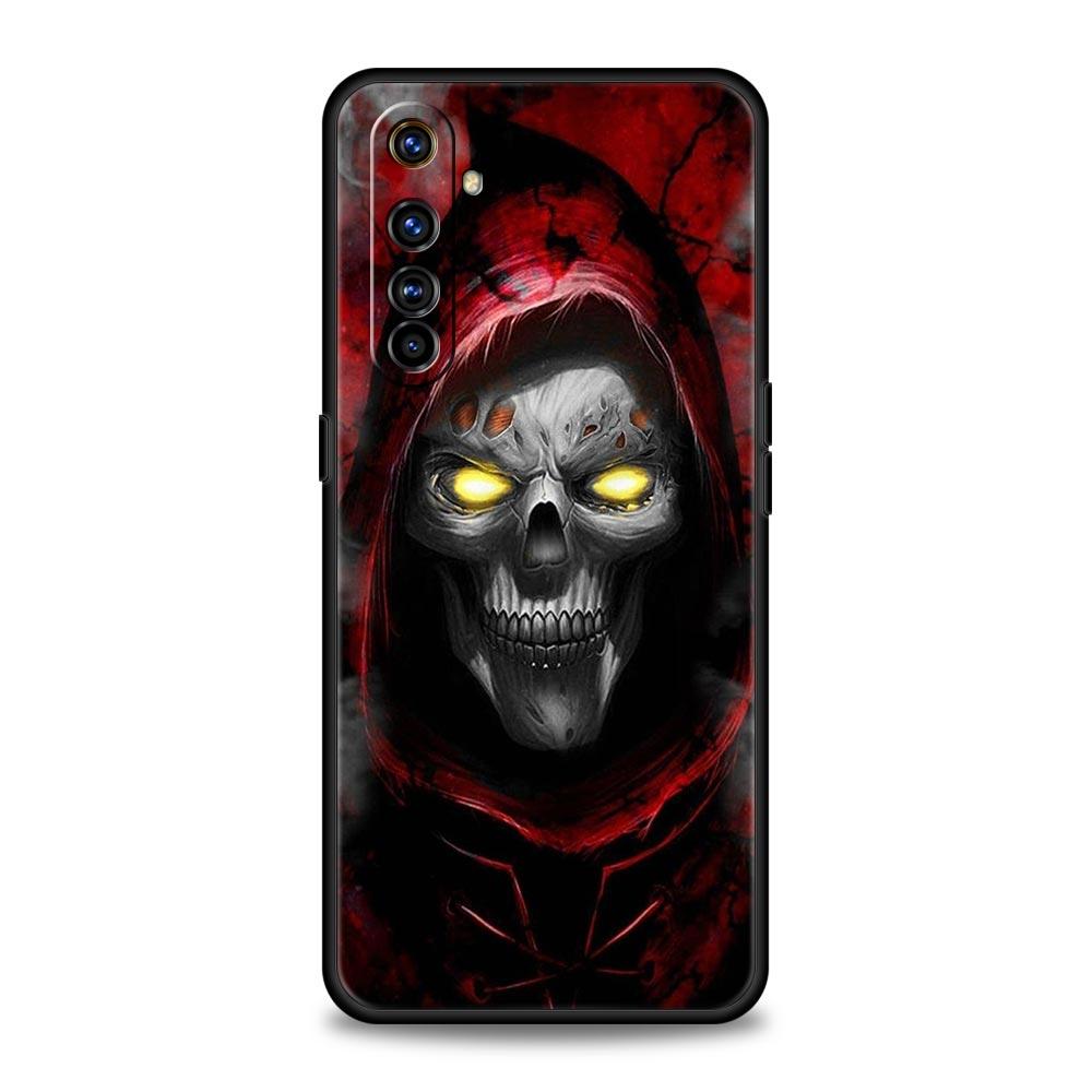 Grim Reaper Skull Skeleton Phone Case For Realme 10 9 8 5G 7 6 GT2 Pro Plus 9i 8i C21 C11 C25 C35 GT Neo 2 3 3T Soft Black Cover