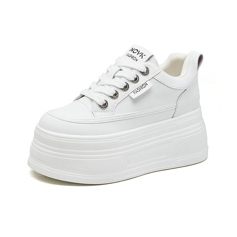 Womens Colorblock Platform Chunky Sneakers Hidden Heel Lift Lace Up Casual Shoes Thick-Soled Platform Breathability Versatile