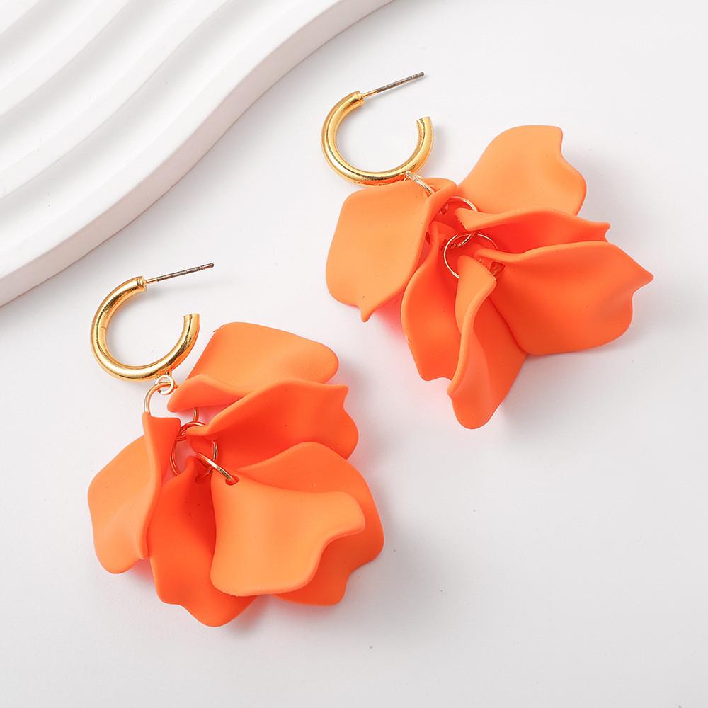 Pinkdudu Fashion Rose Flower Petal Drop Earrings Resin Gradient Color Flower Earrings Women Jewelry PD2385