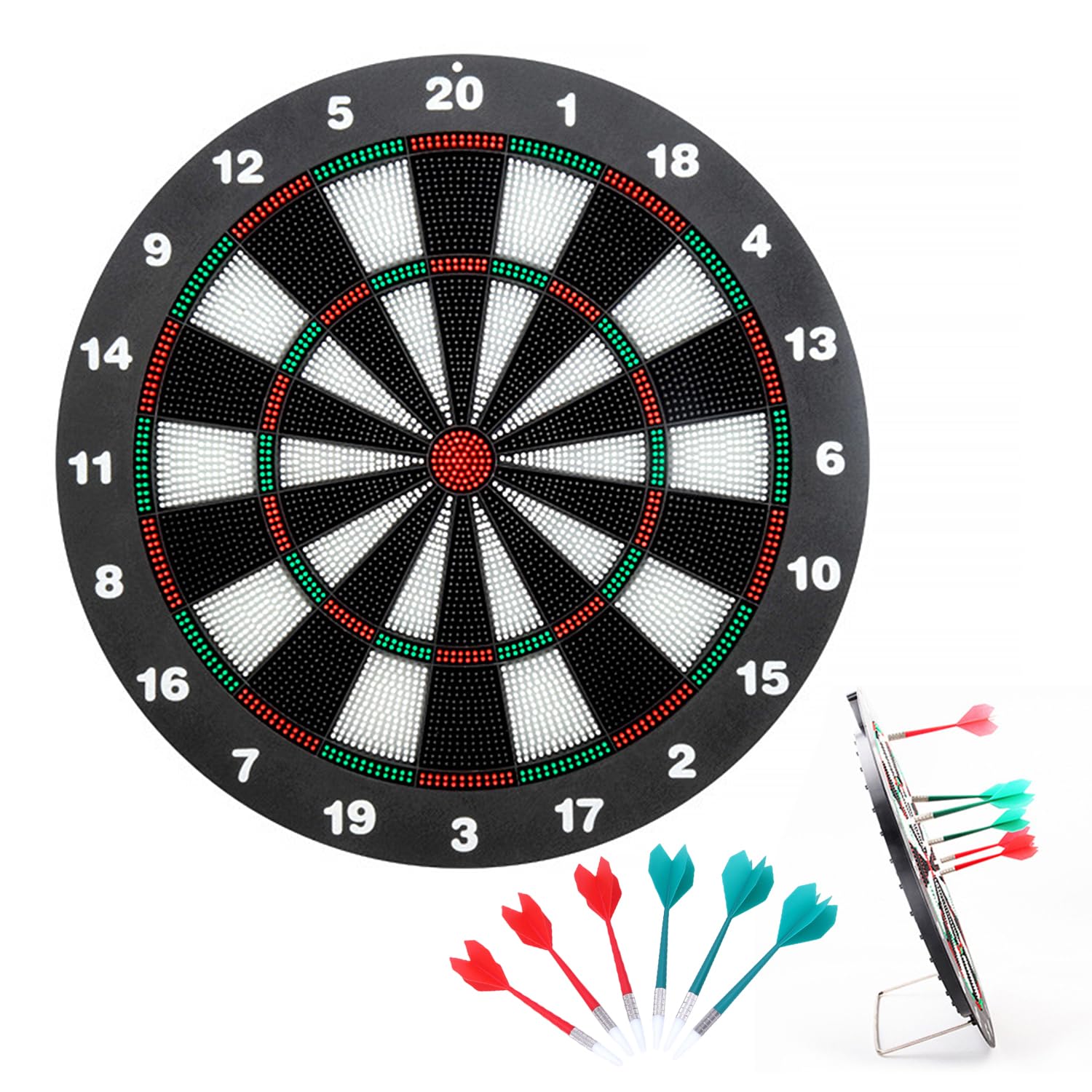 

Steel-Land Soft Dartboard Set Wall-Mounted 16.5 Inch Dartboard with 6 Darts Quiet Design Home Kids Party Multiplayer Toy Wall Hook Included