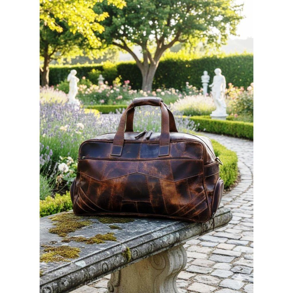 Herren-Reisetasche aus vollnarbigem Büffelleder, große Weekender-Tasche, hellbraune Reisetasche, echte Ledertasche, Übernachtungstasche, personalisierte Reisetasche