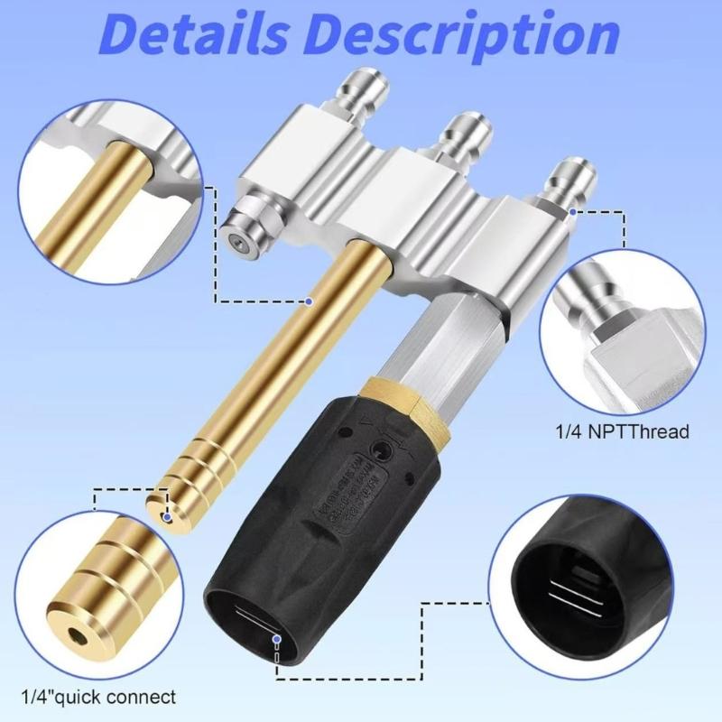 Stainless Steel Adjustable Nozzle with 1/4inch Quick Connection Pressure Washer Nozzle for Washing Garden Vehicle Floor