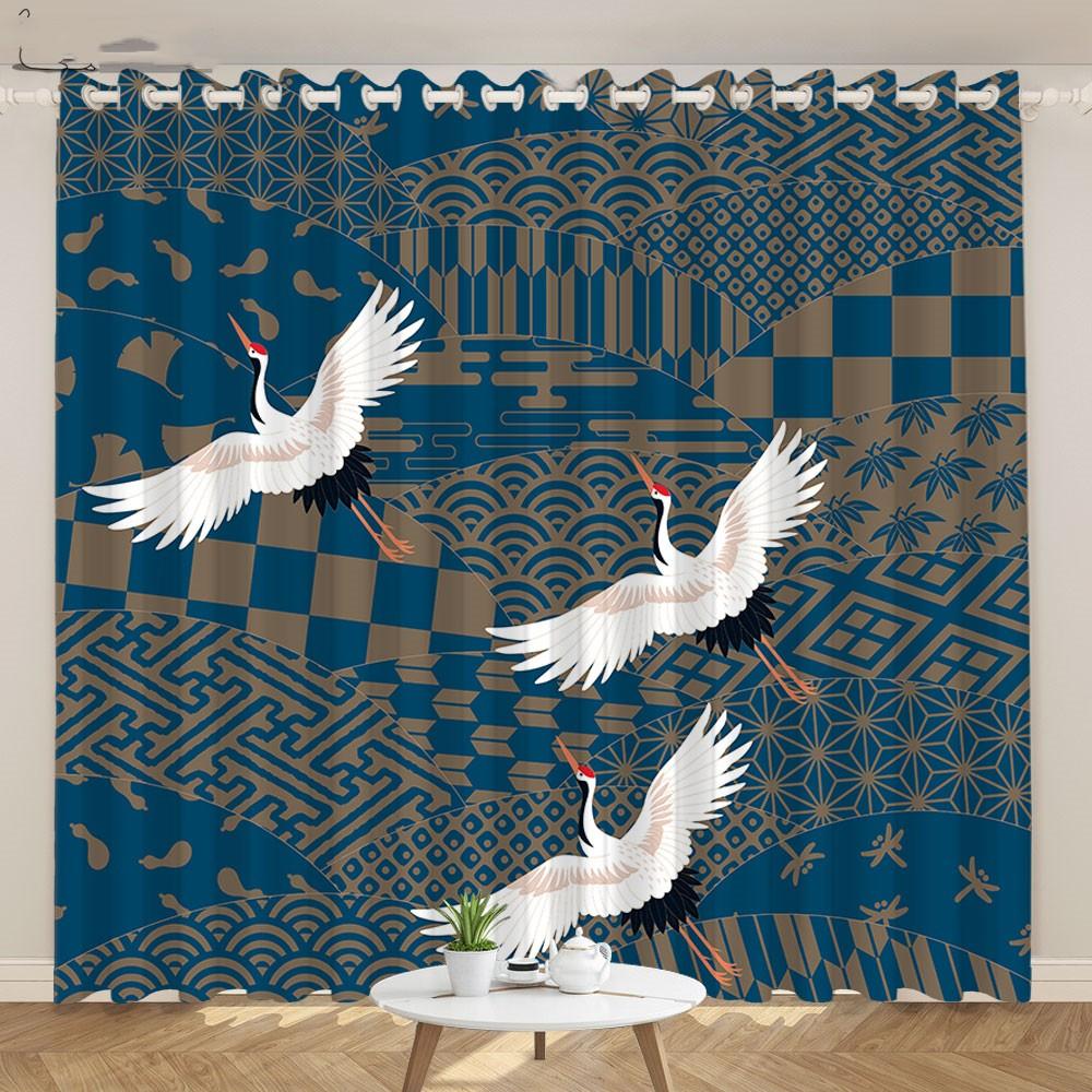 2Panels Custom Crane Curtain New Chinese Living Room Japanese Curtain Restaurant Curtain Japanese Geisha Curtain cortinas