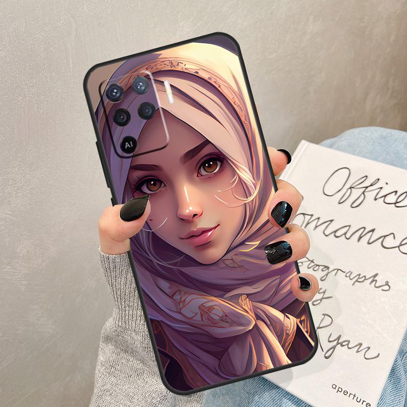 Muslim Arabic Hijab Girl Case For Oppo A78 A98 A18 A38 A58 A60 A80 A40 A77 A57 A17 A74 A54 A94 A96 A76 A16 A15 A5 Pro