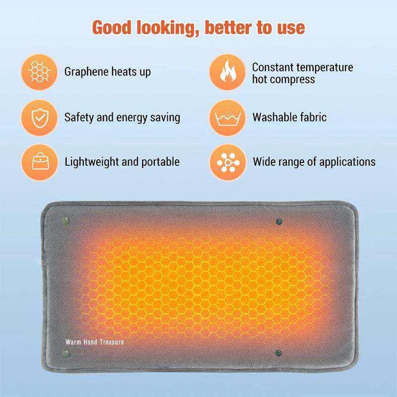 30*50cm Heating Pad 50℃ Heat GrapheneThermostat Hand Warmer Winter Office Artifact Hand Warming Mats for Legs Abdomen Back Waist