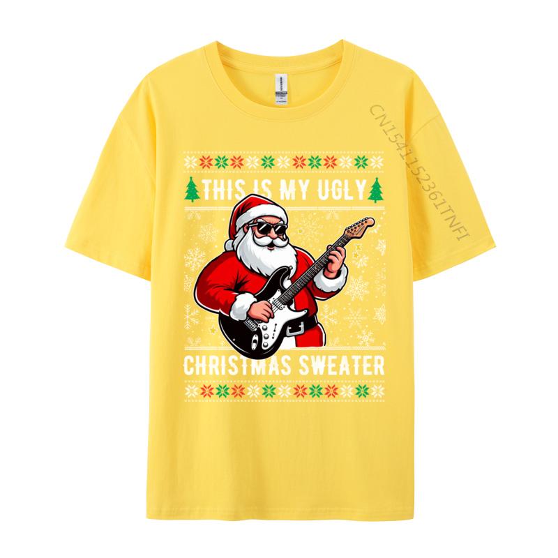 Santa Loves Guitar This Is My Ugly Sweater Christmas Music T Shirts Anime Comic Novelty Tshirts Boy Youth Tees