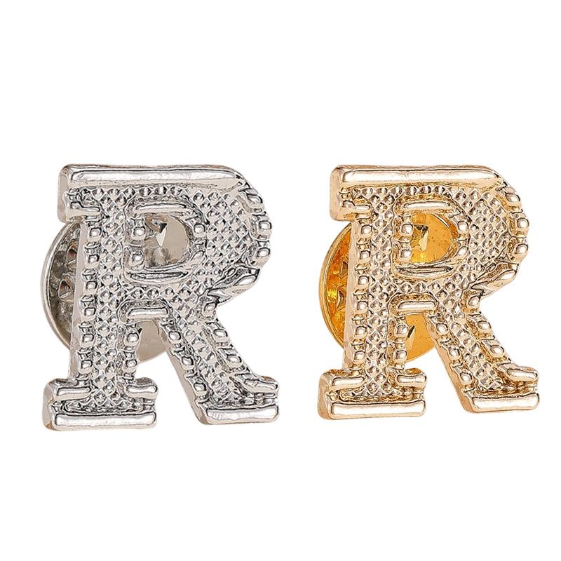 2Pcs New Metal Initial A To Z Pin 26 English Letter Pins Brooches Suit Shirt Badge Lapel Pin Fashion Jewelry For Men Women
