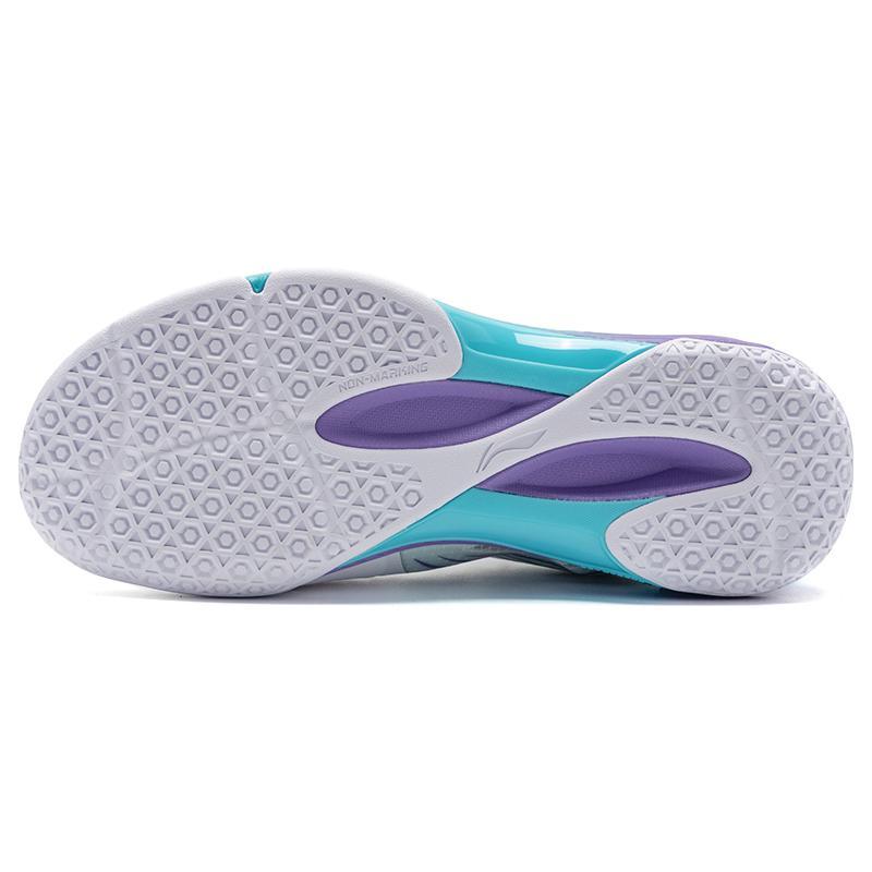 Li Ning Raid Rubber Slip Resistant Low top Badminton Shoes Unisex Standard White Sea Blue AYZT009-1