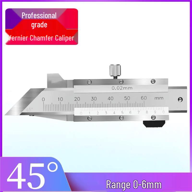 High-Precision 45° Chamfer Ruler & Digital Vernier Caliper, 0-50mm Stainless Steel Angle Gauge
