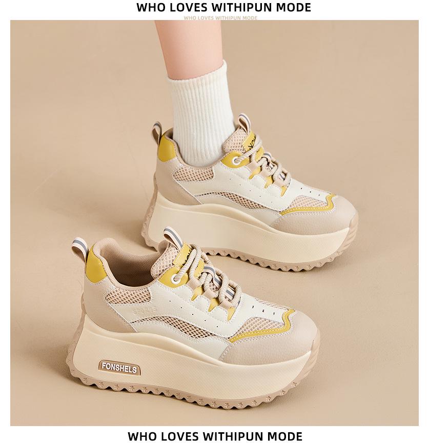 Spring/Summer 8cm Women's Platform Trainer – Versatile Sport Casual Dad Shoes