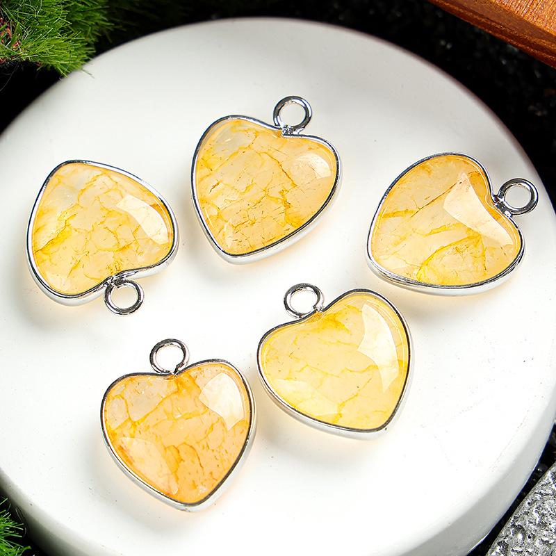 Heart-Shaped 15x19mm Natural Amethyst Agate Jade Bezel Pendant for DIY Jewelry Making