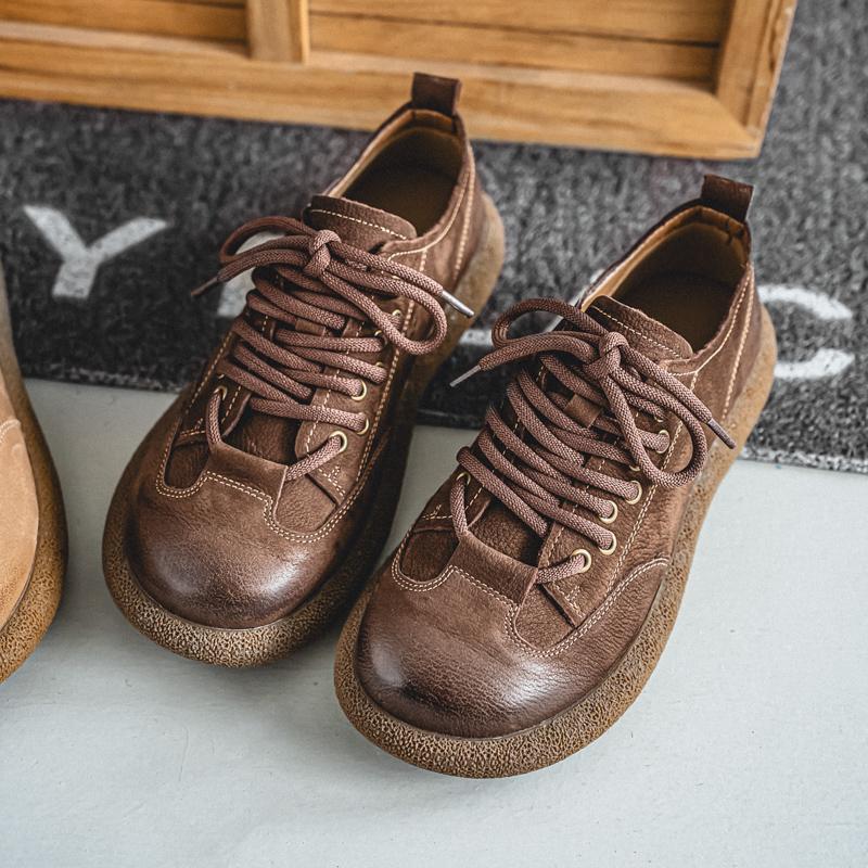 British Style Men Genuine Leather Oxford Shoes Outdoor Casual Leather Thick Bottom Walking Shoes New Antiskid Flat Designer Shoe