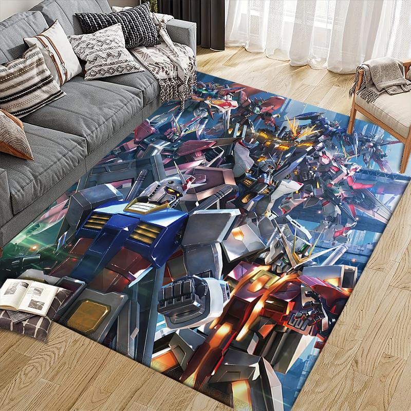Mobile Suit Gundam Mecha Collection Square Area Rug, Non-Slip Floor Mat for Living Room, Perfect Gift for Fans.chl