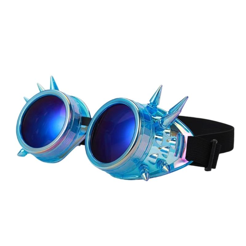 Steampunk Rivets Gothic Goggles Fluorescent Color Adjustable Fit Plastic Eyewear For Cosplay Costume Accessories