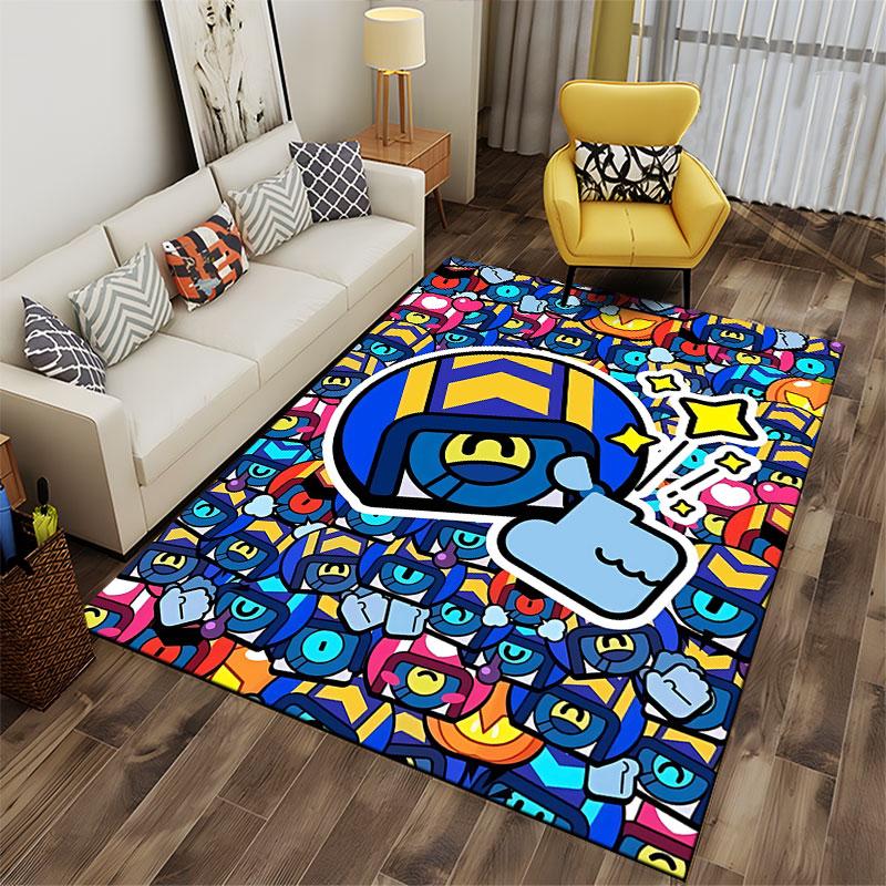 Cartoon Robot Pattern Carpet suitable as a non-slip mat for the living room or bedroom sofa