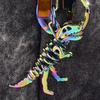 Keychain Pendant Dinosaur T-Rex Skeleton Metallic Luster Bag Charm Alloy Triple Reinforced Lobster Clasp Key Ring