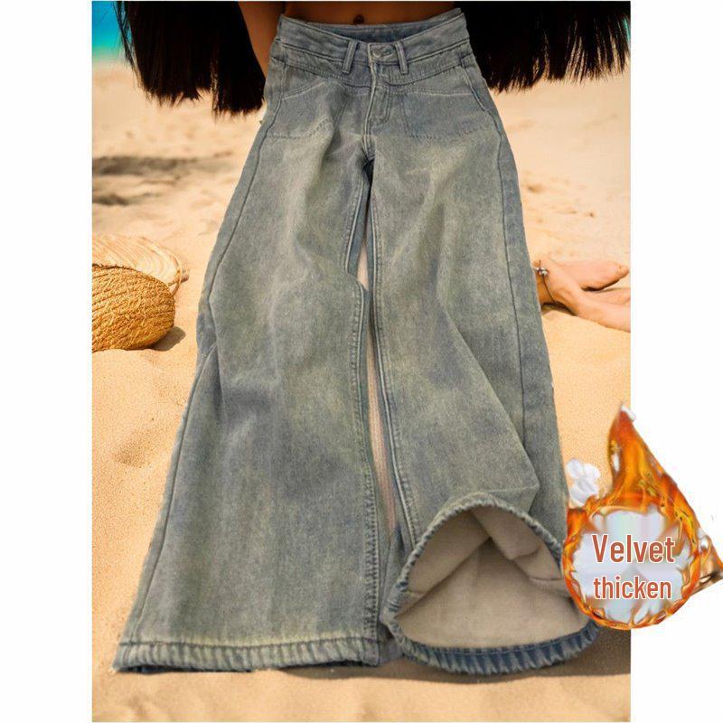 

Velvet Thick Women s Trendy Wide-Leg Distressed Slim-Fit Floor-Length Pants L
