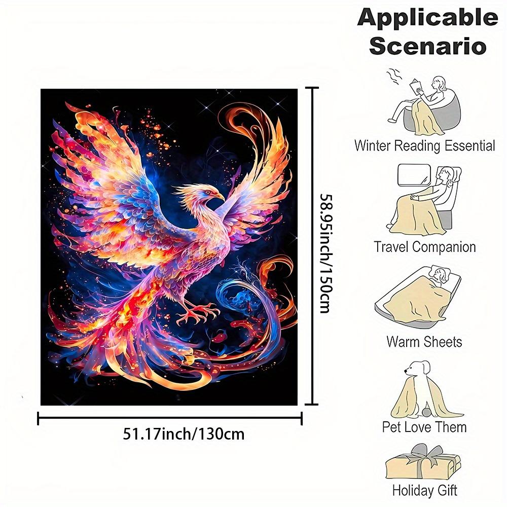 Luxurious Phoenix Print Flannel Throw Blanket - Soft, Reversible & Machine Washable for All Seasons - Perfect Gift for Family