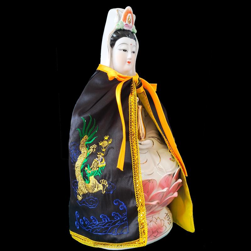 Only Cloak Zen Lotus Guanyin Buddha Statue Small Cloak Guanyin Bodhisattva Goddess Decor Embroidered Shawl Without Resin Buddha