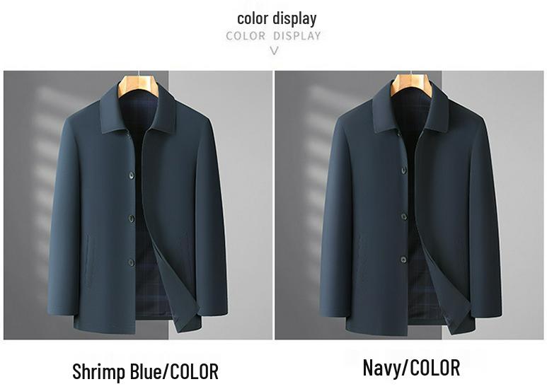 2026 Spring/Autumn Men's Plus Size Business Casual Lapel Jacket - Middle-aged Windbreaker Coat
