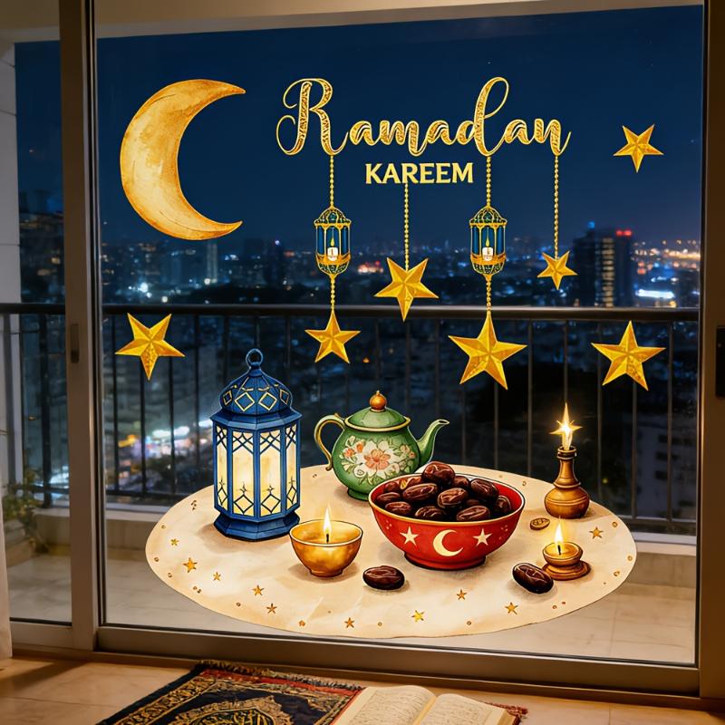 Eid Window Stickers Ramadan Decoration Eid Mubarak Decor For Home 2026 Ramadan Kareem Islam
