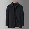 Men's Mid-Length Wool Jacket: Autumn/Winter Style for Mature and Elderly - Cotton-Padded, Thickened, Business Casual.