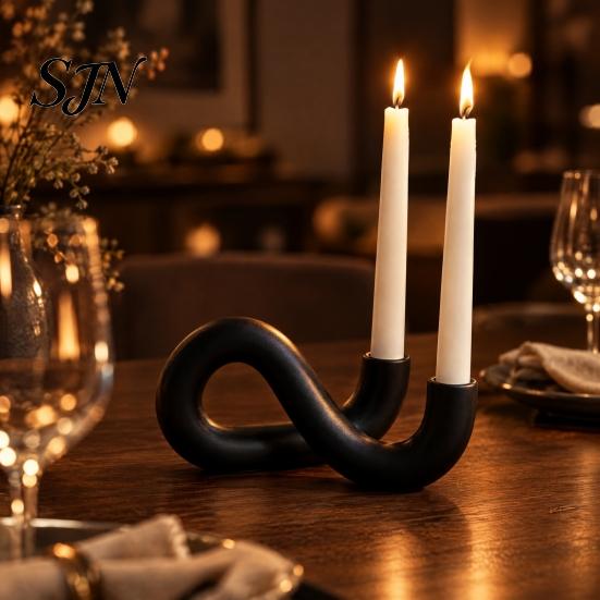 Creative Housewarming Gifts 3D Printed Infinity Loop Taper Candle Holder, Abstract 2?Candlestick Stylish Living Room Ornament Minimalist Stand