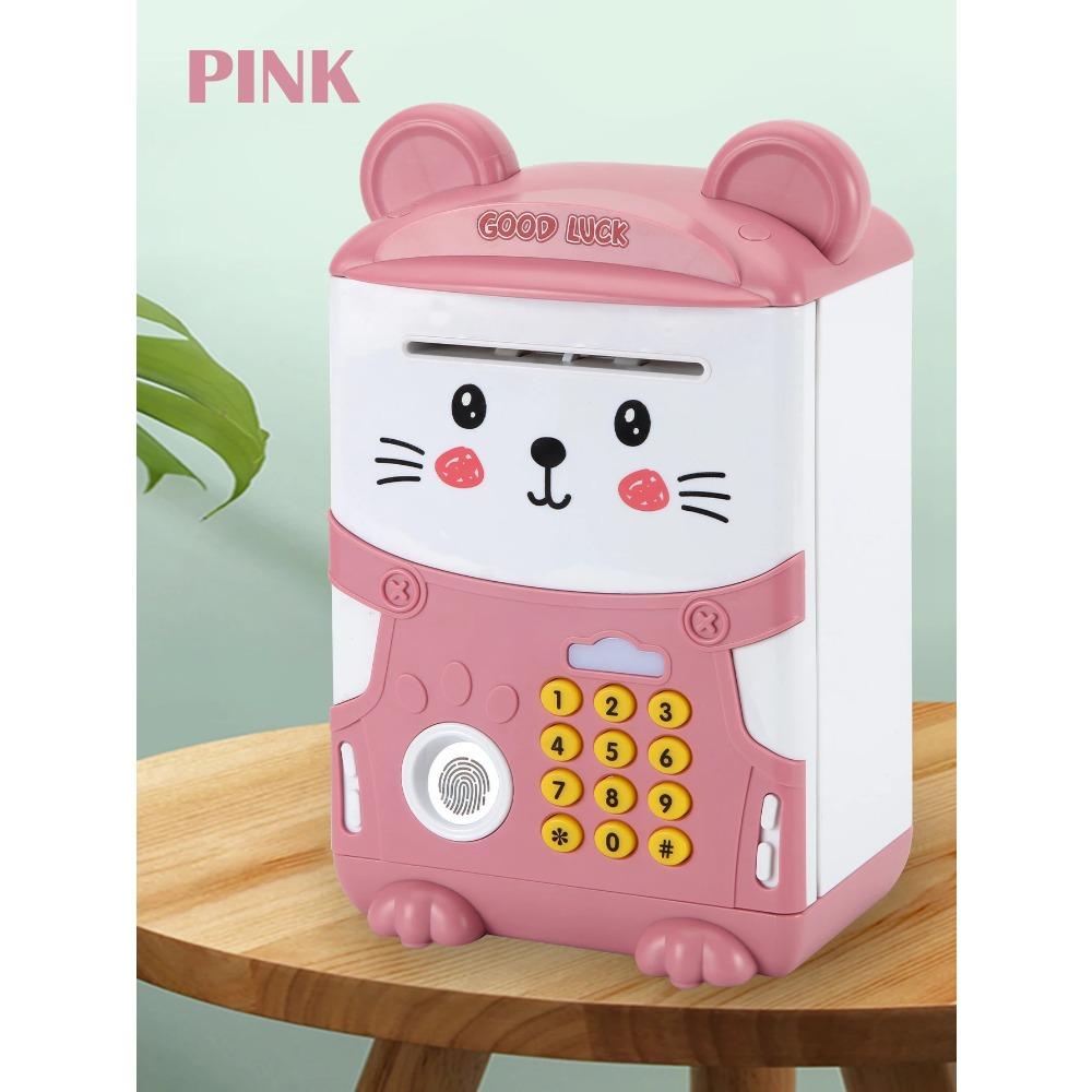 Brinquedos Cofre de Porquinho ATM, Divertido Eletrônico Música Desenho Animado Senha de Impressão Digital Caixa Simular Desbloqueio de Senha de Impressão Digital Presentes para Crianças