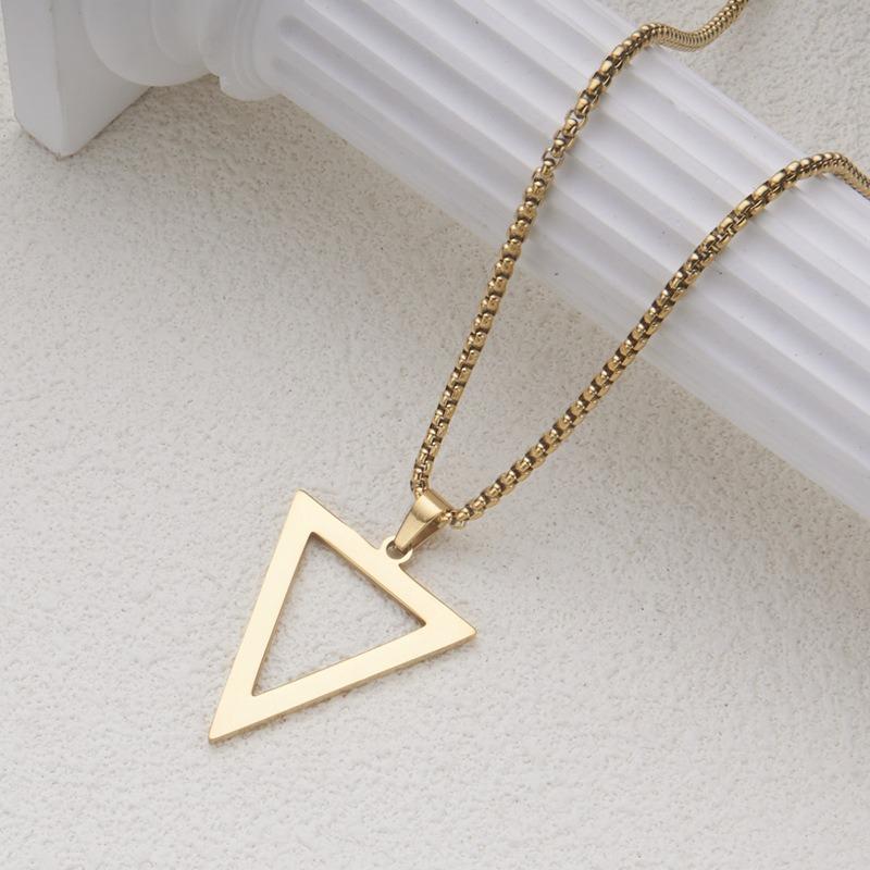 Men And Boys Stainless Steel Inverted Triangle Geometric Pendant Necklace