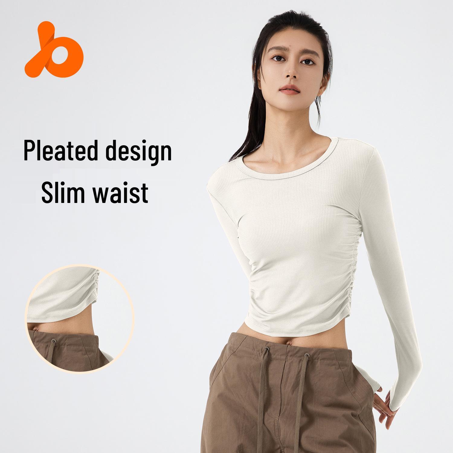 

Топ для йоги Juyi Hall Autumn Slim Fit с длинным рукавом, дышащий, для активного отдыха, с эффектом похудения талии Large