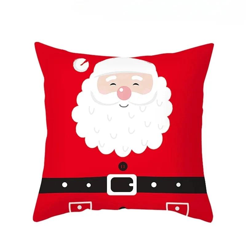 1 Piece Of Christmas Decoration Pillowcase Cartoon Santa Claus Snowman Pattern Sofa Cushion Suite Room Home Decoration Gift
