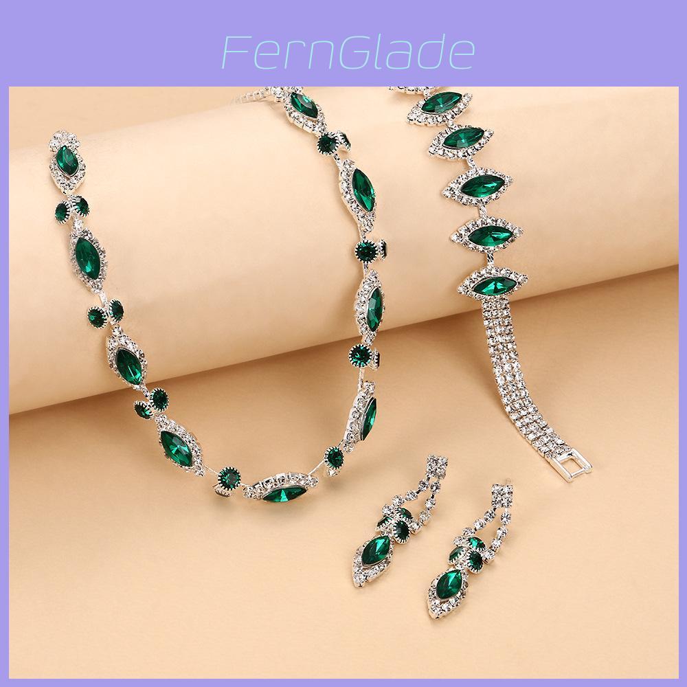 Water Drop Bridal Jewelry Set With Colorful Water Drill For Fashion Women