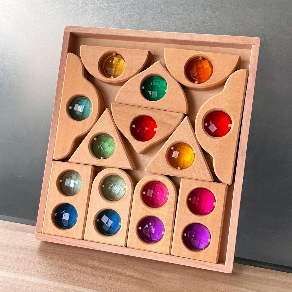 Transparent Rainbow 3D Building Blocks: Educational Acrylic Cubes for Children