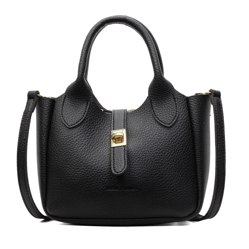 Summer leisure, high-end sense, fashion temperament, portable bucket bag, women's versatile lychee pattern texture, light luxury messenger bag