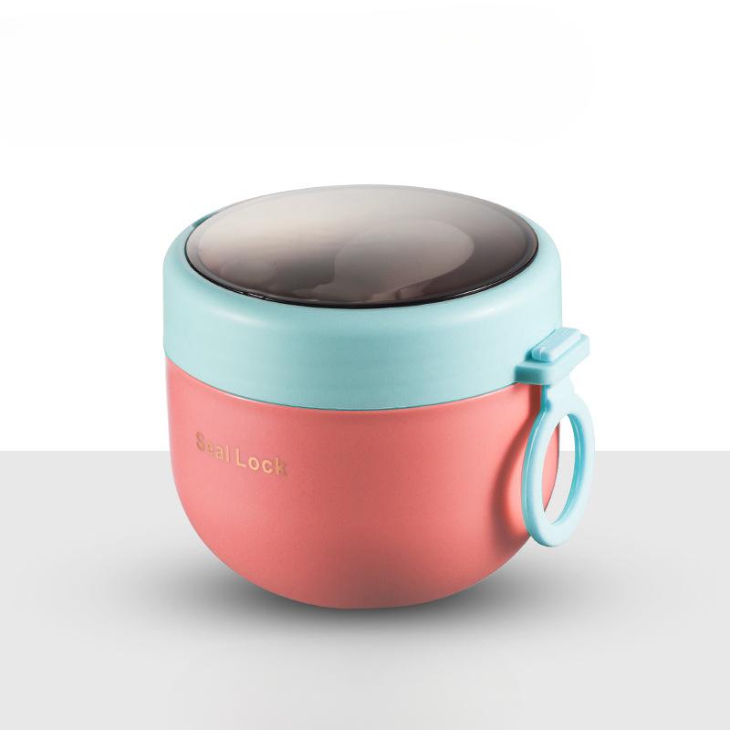 600ML Overnight Oat Container Insulated Oatmeal Cup Microwaveable Milk Cups Lid Spoon Leakproof Soup Breakfast Storage Container