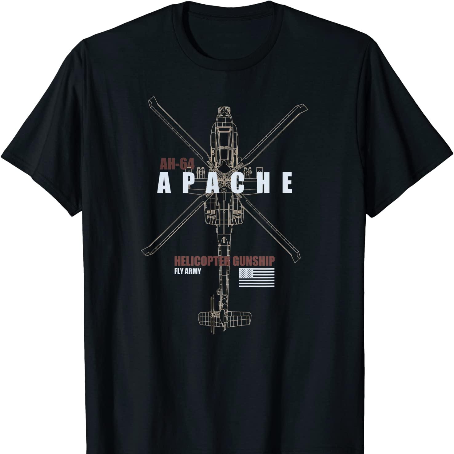 US Army AH-64 Apache Attack Helicopter T Shirt. New 100% Cotton Short Sleeve O-Neck T-shirt Casual Clothing Mens Top - Men s ... S разноцветный