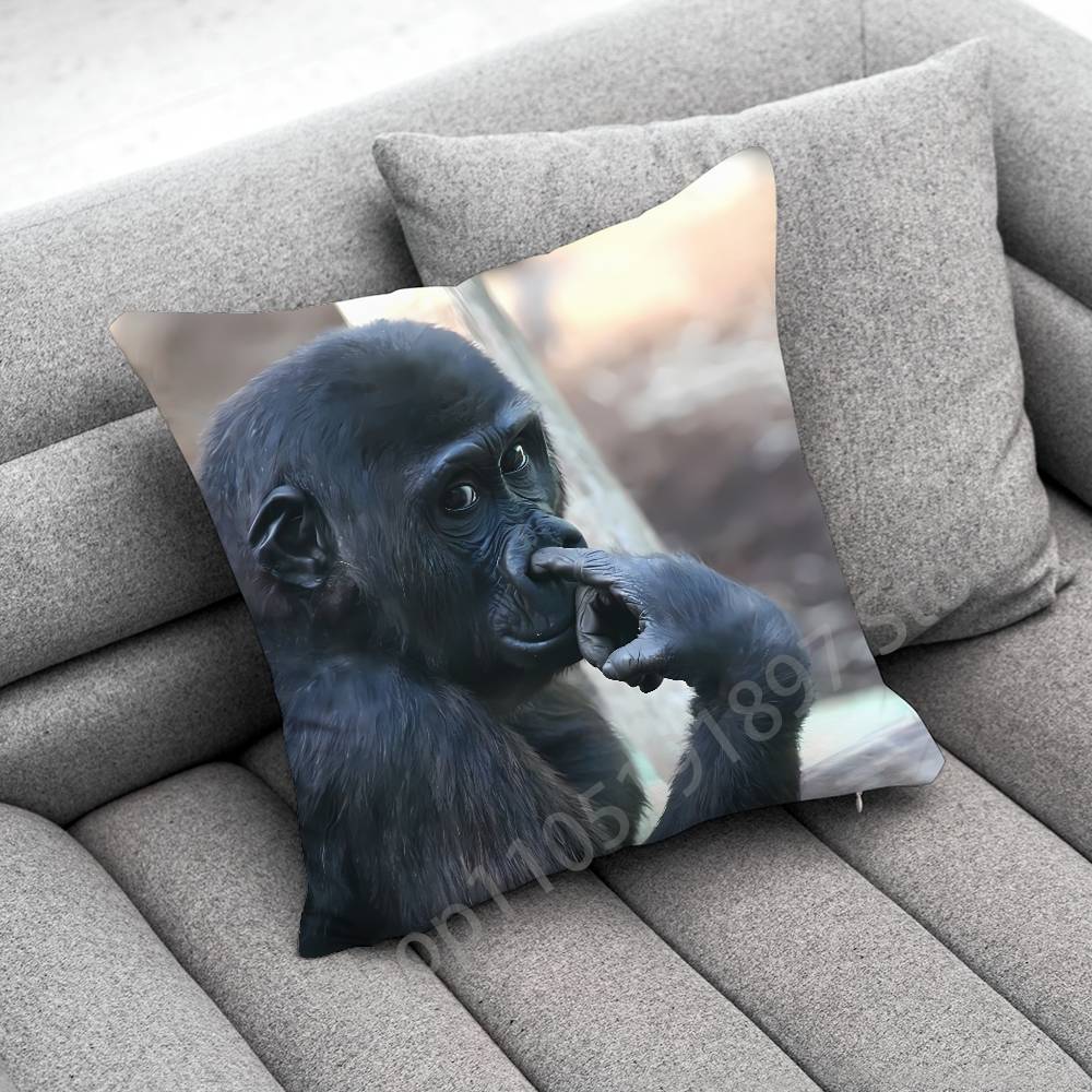 Aap Grappig Tape Kussenhoes Voor 30X30Cm 40X40Cm 45X45Cm 50X50Cm 55X55Cm Vierkante Bank Kussenhoeshoes Peach skin 18*18(CM)-1Pcs