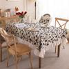 French Polyester Printed Plant Flower Pleated Lotus Leaf Fungus Edge Rectangular Coffee Table Tablecloth Dining Table Cloth