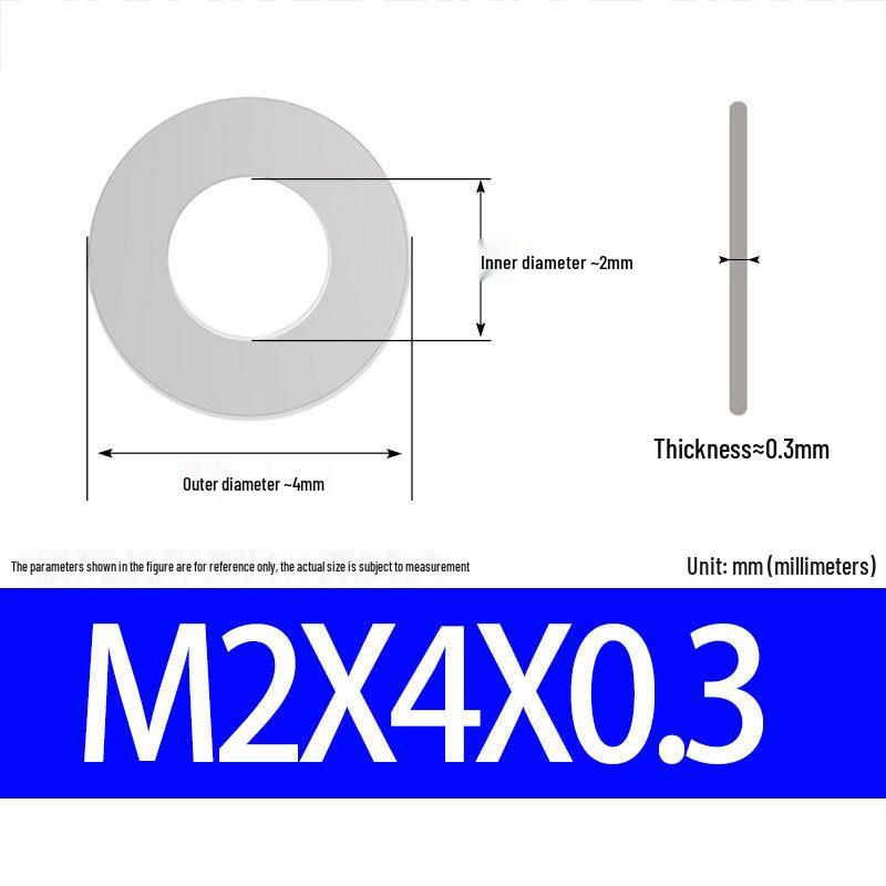304 Stainless Steel Ultra-Thin Flat Washer, Thickness: 0.1/0.2/0.3/0.4/0.5 Mm, Sizes M1-M8