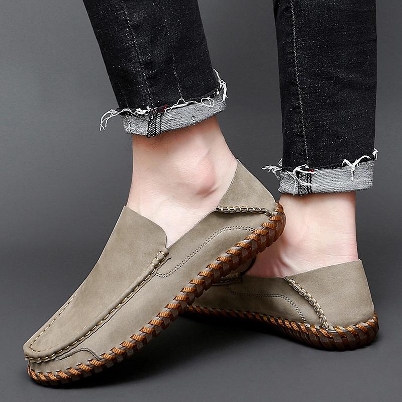 Genuine Leather Men Loafers Cow Leather Casual Shoes For Man Soft Spring Moccasins Driving Shoe Plus Size 38-48 Tenis Masculinos