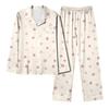 Women's Casual Fashion Loose-Fit Bow Print Long-Sleeved Trousers Homewear Set