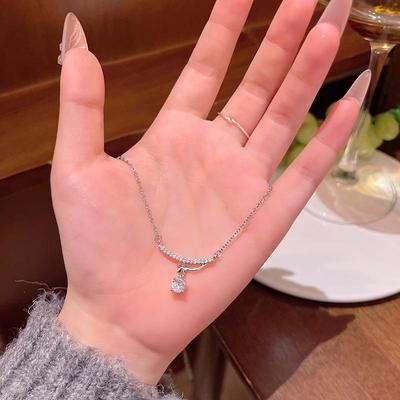 Exquisite Micro-Inlaid Zircon Star Clavicle Chain Titanium Steel Necklace for Women
